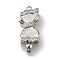 Brass Micro Pave Clear Cubic Zirconia Box Clasps with Acrylic, Bowknot, Platinum, 24x10x7mm, Hole: 1.5mm