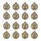 Alloy Pendant Cabochon Settings, For Enamel, Cadmium Free & Lead Free, Flat Round with Letter, Antique Bronze, Letter.Y, 14x12x2mm, Hole: 1.5mm