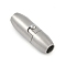 Non-Tarnish 304 Stainless Steel Locking Tube Magnetic Clasps, Matte Style, Oval, Stainless Steel Color, 19x6mm,Hole:3mm