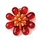 Glass & Polymer Clay Pendants, Flower, with 304 Stainless Steel Jump Rings, Real 18K Gold Plated, Red, 26x10mm