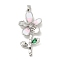 Brass Pendants, with Glass & Enamel, Flower Charms, Platinum, 37x17x5mm, Hole: 4x2.5mm