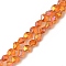 Electroplate Transparent Glass Beads Strands, Full Rainbow Plated, Twist, Dark Orange, 8.2x8.2x6.8mm, Hole: 1mm, about 80pcs/strand, 25.98 inch(66cm)