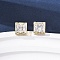 Brass Micro Pave Clear Cubic Zirconia Stud Earrings, Rack Plating, Long-Lasting Plated, Cadmium Free & Lead Free, Real 18K Gold Plated, Square, 8.5x8.5mm