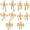 10Pcs 5 Styles Brass Pendant, with Rhinestone, Bowknot, Golden, 9.8~16.4x9.6~12.8mm, 2pcs/style