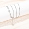 Adjustable 304 Stainless Steel Leaf Link Slider Lariat Necklaces for Women, Stainless Steel Color, 27.20 inch(69.1cm)