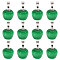 12Pcs Cat Eye Pendants, with Iron Loops, Dyed, Apple, Dark Green, 15x13.5mm, Hole: 5x3mm
