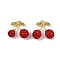 Brass Micro Pave Cubic Zirconia Pendants, Cherry, with Clay, Lead Free & Cadmium Free, Long-Lasting Plated, Rack Plating, with Jump Ring, FireBrick, 21x22.5x10mm