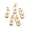 Brass Pendants, with Micro Pave Cubic Zirconia and Jump Rings, Rectangle with Star, Clear, Golden, 26x9x1.5mm, Hole: 3mm