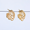 C-shaped Twisted Brass Stud Earrings, with Five-line Texture, Golden, 23.6x27.7mm