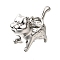Brass Pendants, with Jump Ring, Dog, Platinum, 15.5x20x7.5mm, Hole: 3.5mm
