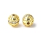 Brass Micro Pave Cubic Zirconia Beads, Round, Rack Plating, Lasting Plated, Cadmium Free & Lead Free, Clear, 7.5x8mm, Hole: 1.8mm