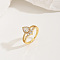 Brass Micro Pave Cubic Zirconia Double Layer Finger Rings, Teardrop, Golden, Teardrop: 14mm, US Size 8(18.1mm)