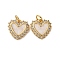 Brass Micro Pave Cubic Zirconia Pendants, Heart Charms, with Enamel, with Jump Ring, Cadmium Free & Lead Free, Real 18K Gold Plated, Rack Plating, Long-Lasting Plated, Floral White, 14x14x2.5mm, Hole: 3.5mm