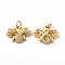 Rack Plating Brass Micro Pave Cubic Zirconia Pendants, Bees Charm, with Jump Ring, Real 18K Gold Plated, 17x12.5x3mm, Hole: 3.7mm