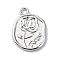Alloy Pendants, Flower, Platinum, 19x14x2mm, Hole: 2mm