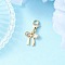 Bowknot Brass Micro Pave Clear Cubic Zirconia Pendant Decorations, with 304 Stainless Steel Lobster Claw Clasps, Golden, 25.5mm