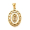 Golden 304 Stainless Steel Pendants, with Shell, Hollow Oval with Heart, Letter E, 23x16.5x2mm, Hole: 5.5x3mm