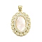 Brass Brass Micro Pave Cubic Zirconia Pendants, Oval, with Shell, Long-Lasting Plated, Cadmium Free & Lead Free, Rack Plating, Real 18K Gold Plated, 27.5x19.5x2.5mm, Hole: 3.5x3mm