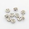 Brass Rhinestone Spacer Beads, Grade AAA, Wavy Edge, Nickel Free, Platinum Metal Color, Rondelle, Crystal, 6x3mm, Hole: 1mm