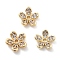 Rack Plating Flower Brass Micro Pave Clear Cubic Zirconia Bead Caps, Long-Lasting Plated, Lead Free & Cadmium Free & Nickel Free, Real 18K Gold Plated, 8x2.4mm, Hole: 0.8mm