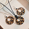 Leopard Print Pattern Round Acrylic Pendant Necklaces and Dangle Earrings Sets, Coconut Brown, 720mm
