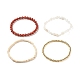 Set di braccialetti elasticizzati con perline 4 pz 4 stile pietra di luna arcobaleno naturale e diaspro rosso e turchese sintetico (tinto) BJEW-JB07977-1