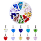 SUPERFINDINGS 60Pcs 10 Colors Glass Heart Pendants Faceted Transparent Beads Charms Crystal Love Charms with Jump Rings for DIY Earring Bracelet Necklace Jewelry Making PALLOY-PH01484-1