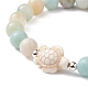 Natural Flower Amazonite & Synthetic Turquoise(Dyed) Tortoise Beaded Stretch Bracelet BJEW-TA00167-4