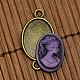 Nickel Free Antique Bronze Alloy Cabochon Connector Settings and 13x18mm Purple Resin Cameo Lady Head Portrait Cabochons Sets DIY-X0081-NF-3