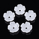 5花弁ABSプラスチックパール調ビーズキャップ  花  乳白色  10.5x11x3.5mm  穴：1.5mm OACR-S020-27-2