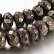 Faceted Rondelle Natural Pyrite Beads Strands G-P061-21-6mm-2