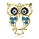 Golden Plated Owl Alloy Acrylic Rhinestone Big Pendants ALRI-J005B-01G-1