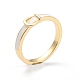真鍮エナメル指輪  ホワイト  18KGP本金メッキ  usサイズ7（17.3mm） RJEW-J074-04G-A-2