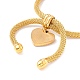 Bracelet coulissant à breloques en forme de cœur avec strass en cristal et chaîne à mailles rondes pour femme BJEW-C013-08G-4