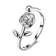 Einstellbar Blume trendy Sterling Silber Finger Manschette Ringe RJEW-BB15256-1