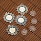 Tibetan Style Alloy Flower Connector Cabochon Bezel Settings and Flat Round Transparent Glass Cabochons DIY-X0208-AS-1