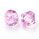 Cuentas de bicono facetadas acrílicas transparentes de color rosa fuerte X-PL488Y-2-2