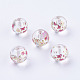 Flower Picture Printed Glass Beads GLAA-E399-10mm-E01-2