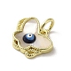Amuletos de mariposa de latón con concha esmaltada de mal de ojo con anillos de salto KK-E092-27G-02-2