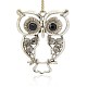 Antique Silver Alloy Rhinestone Owl Large Pendants ALRI-J005-29AS-1