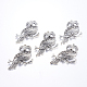 Антикварные серебряные сеттинги сова кулон кабошон для Хэллоуина X-TIBEP-C022-AS-1