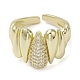 Rack Plating Brass Micro Pave Cubic Zirconia Open Cuff Rings RJEW-K257-01G-2
