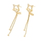 Clear Cubic Zirconia Cat and Fish with Long Tassel Dangle Stud Earrings EJEW-SZ0001-83-1