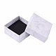 スクエアクラフト厚紙ジュエリーボックス  大理石模様ネックレスペンダントボックス  アクセサリー用  ホワイト  7.5x7.5x3.55cm AJEW-CJ0001-19-10
