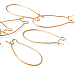 真鍮製フープピアスキドニーフックピアスフープ  鉛フリー及びカドミウムフリー  ゴールドカラー  18ゲージ  43x20x1mm EC221-4G-3