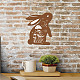 Creatcabin conejo cartel de madera decoración conejo de pascua cactus animal arte de la pared escultura de madera decoración de bruja con gancho para casa de campo AJEW-WH0331-004-6