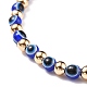 Bracciale elastico in resina con perline rotonde e perline in ottone da donna BJEW-JB08095-4