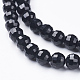 Faceted Black Glass Round Bead Strands X-GLAA-R095-6mm-08-2