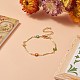 Bracciale a catena a maglie di fiori in ottone con semi di perline per donna BJEW-JB09297-2