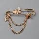 Броши-цепочки из пластикового сплава с бабочкой и жемчугом&nbsp;JEWB-WH0045-19G-1